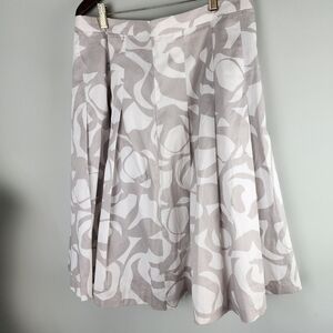 H&M Pleated Fully Lined A Line Swirl Pattern Cotton Skirt Size 12